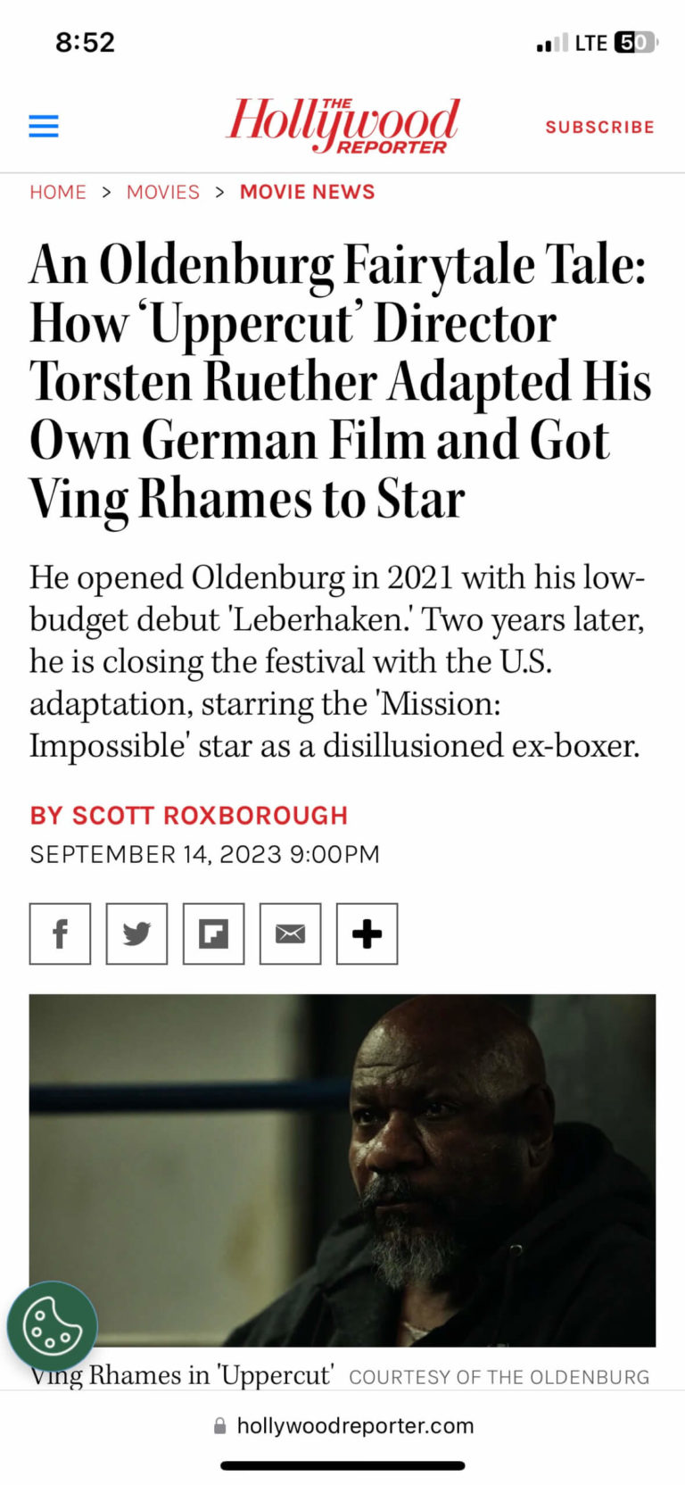 Screenshot of UPPERCUT MOVIE featured in Hollywood Reporter, offering key insights and coverage about the film