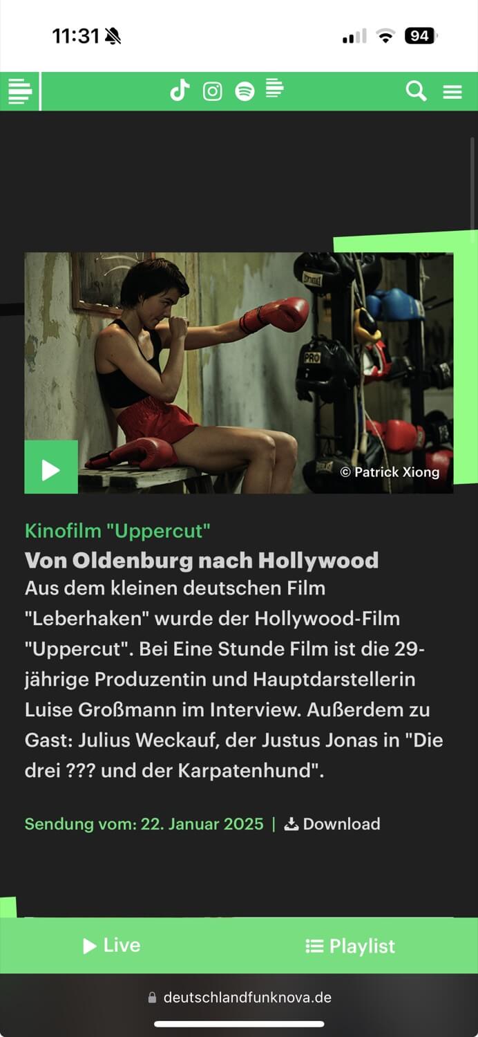 Screenshot of a positive review for UPPERCUT MOVIE in DLF Nova